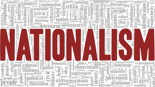 Nationalism vector illustration word cloud isolated on a white background.
