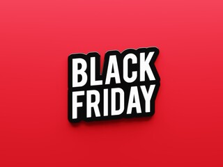 Fototapeta premium Black Friday text with nice glossy outline on red background