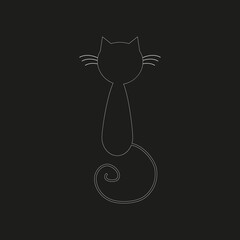 One line cat design silhouette.hand drawn minimalism style vector illustration