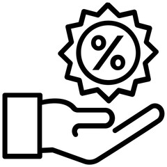 
A hand presenting the percentage badge concept of discount offer
