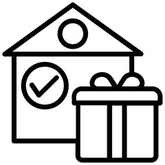 
A home with tick mark and gift box concept of order receiving
