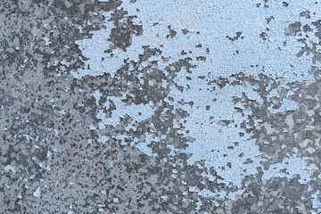Painted in white old cracked metal rusted background. Metal rust texture. Erosion metal. Scratched and dirty texture on outdoor rusted metal wall.