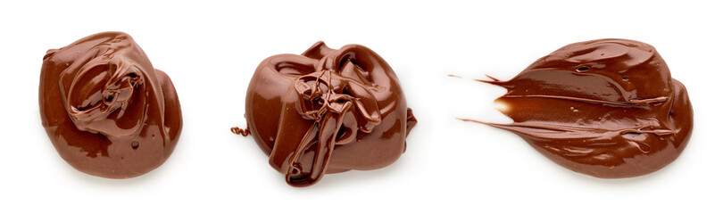 Chocolate cream isolated on white background top view