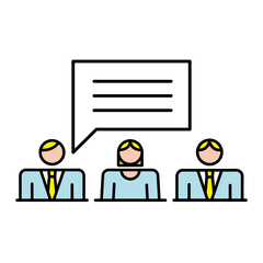 business people team with speech bubble characters workers