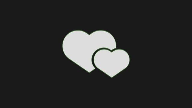 Retro white heart Icon with Glitch Effect. 4K video.