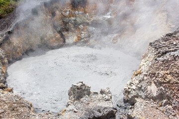 Fototapeta na wymiar Strong geothermal activity with hot boiling water