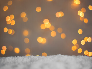 Fototapeta na wymiar Christmas or new year background snow and bokeh