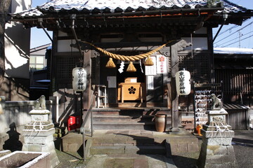 Old temple complex on Utatsu Hill in Kanazawa, Higashi-Chaya district, Japan.
