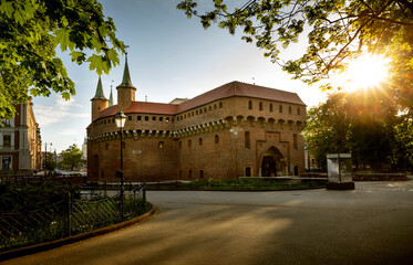 Barbican in old town of Krakow, Poland - obrazy, fototapety, plakaty