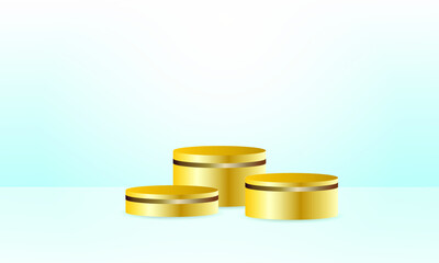 three gold podiums for product display. for the background of an advertisement.eps 10