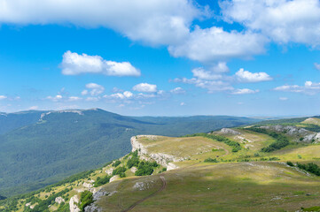 Fototapeta na wymiar Mountain landscape, Crimea. Demerdji mountain. This place is a natural tourist attraction of Crimea