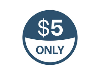 $5 Dollar price icon. 5 USD Price Tag
