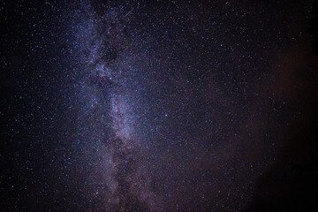 Overhead milky way with stars in clear summer night. Country side.
