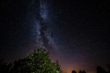Fototapeta na wymiar Overhead milky way with stars in clear summer night. Country side.