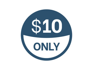 $10 Dollar price icon. 10 USD Price Tag