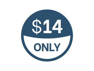 $14 Dollar price icon. 14 USD Price Tag