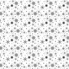Vector Christmas and New Year seamless pattern with snowflakes.
