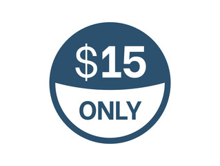 $15 Dollar price icon. 15 USD Price Tag