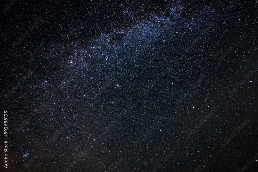 Wall mural overhead milky way with stars in clear summer night. country side.
