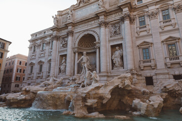 Obraz na płótnie Canvas Panoramic view of Trevi Fountain in the Trevi district in Rome