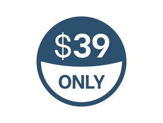 $39 Dollar price icon. 39 USD Price Tag