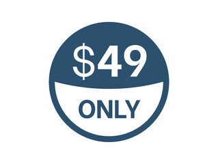 $49 Dollar price icon. 49 USD Price Tag
