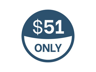 $51 Dollar price icon. 51 USD Price Tag