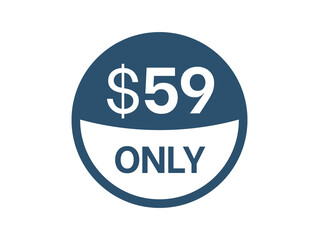 $59 Dollar price icon. 59 USD Price Tag