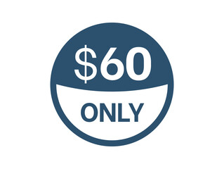 $60 Dollar price icon. 60 USD Price Tag