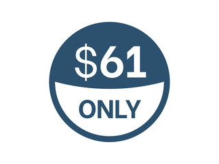$61 Dollar price icon. 61 USD Price Tag