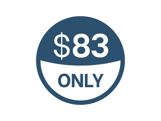 $83 Dollar price icon. 83 USD Price Tag