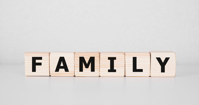 Stock photo family word on a wooden blocks