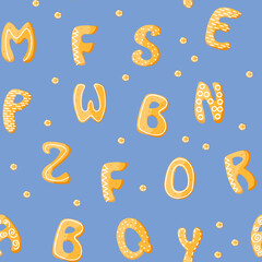 Seamless pattern with Christmas alphabet cookies