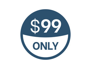 $99 Dollar price icon. 99 USD Price Tag