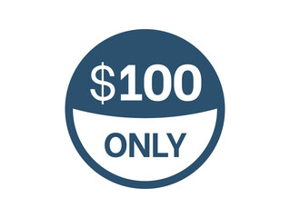 $100 Dollar price icon. 100 USD Price Tag