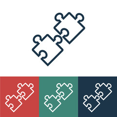 Linear vector icon with two puzzle