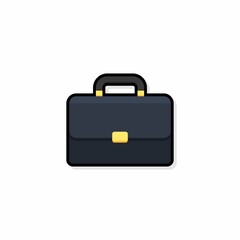 Briefcase Black Stroke and Shadow icon vector isolated.