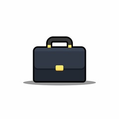 Briefcase Black Stroke and Shadow icon vector isolated.