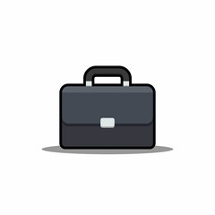 Briefcase Black Stroke and Shadow icon vector isolated.