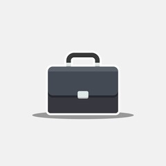 Briefcase White Stroke and Shadow icon vector isolated.