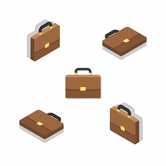 Briefcase Isometric & Flat Shadow icon vector.