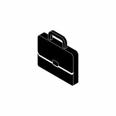 Briefcase left view White Outline icon vector isometric.