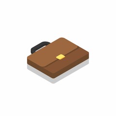 Briefcase right view Shadow icon vector isometric.