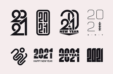 Set modern creative design signs 2021 happy new year