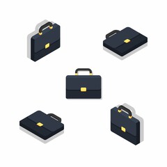 Briefcase Isometric & Flat Shadow icon vector.