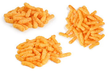 Cheese crunchy sticks isolated on white background.
