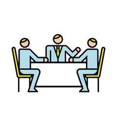 business men avatars characters workers in table