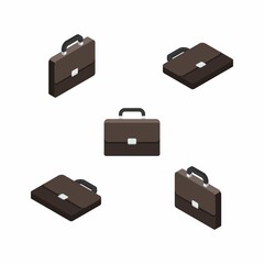 Briefcase Isometric & Flat White Background icon vector.