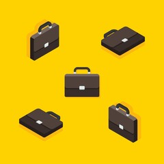 Briefcase Isometric & Flat icon vector.