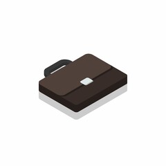 Briefcase right view Shadow icon vector isometric.
